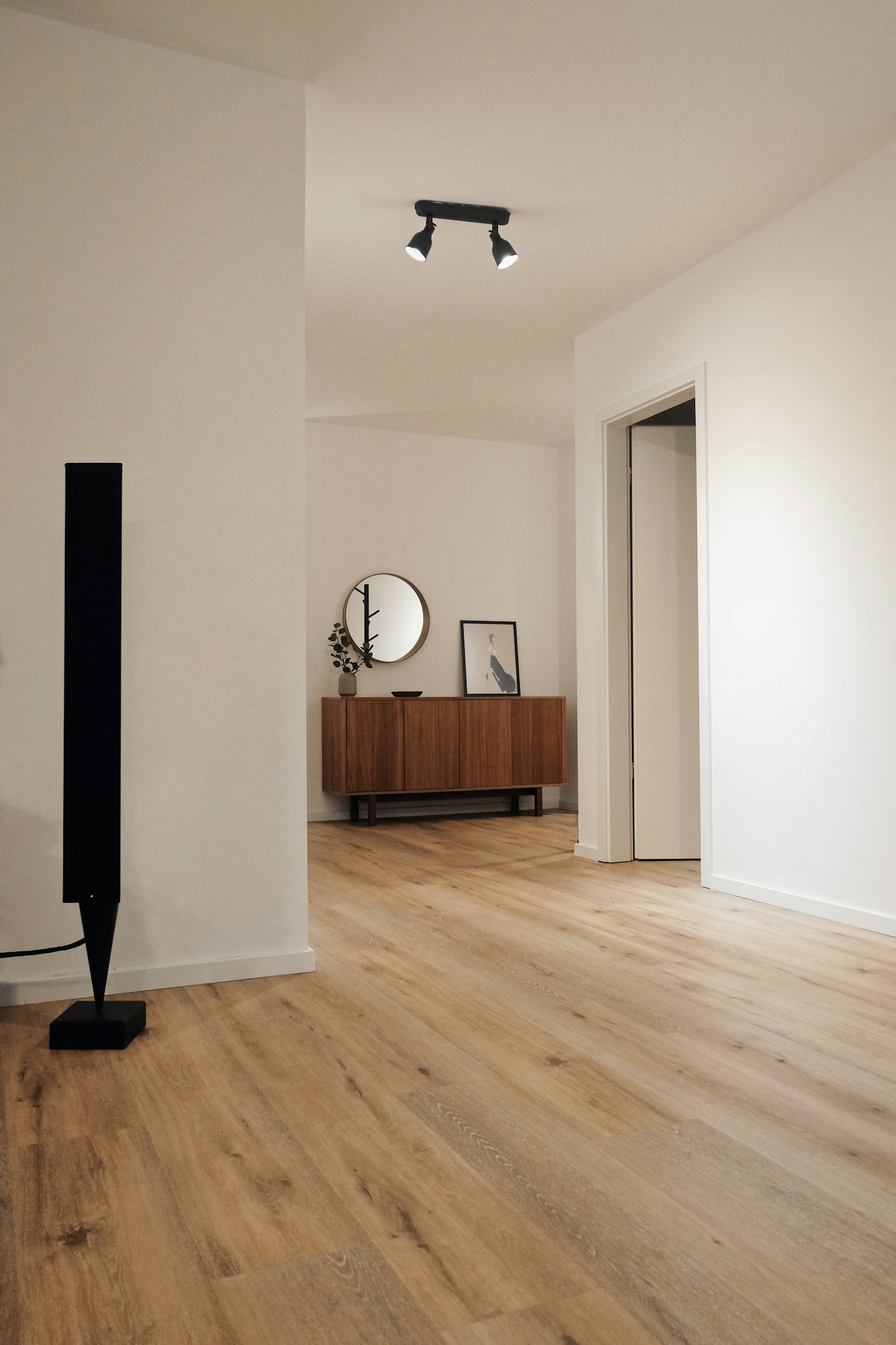 Room with newly installed wood flooring